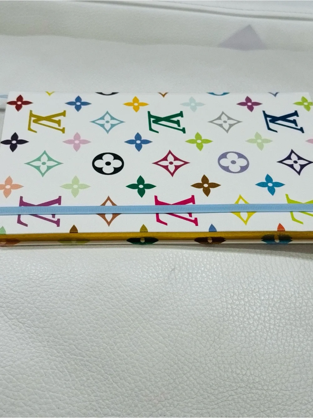 Louis Vuitton Multicolor Monogram Notebook New with Light Blue Elastic